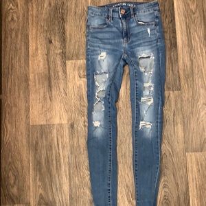 Light washed American Eagle jeans.